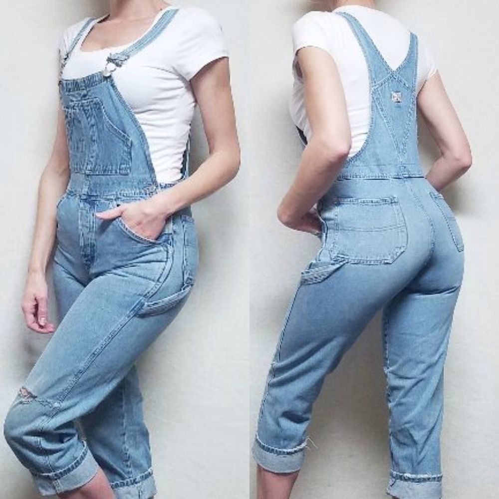 VINTAGE Old Navy Distressed Cargo Denim Overalls